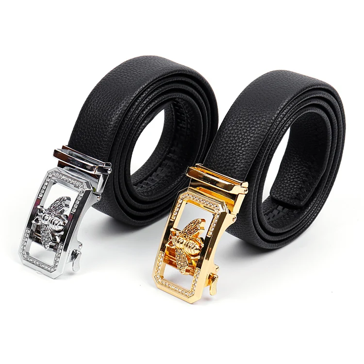 Euro America Amazon Hot Selling Big Alloy Bee Buckle Fashion Business Men Genuine Leather Belt