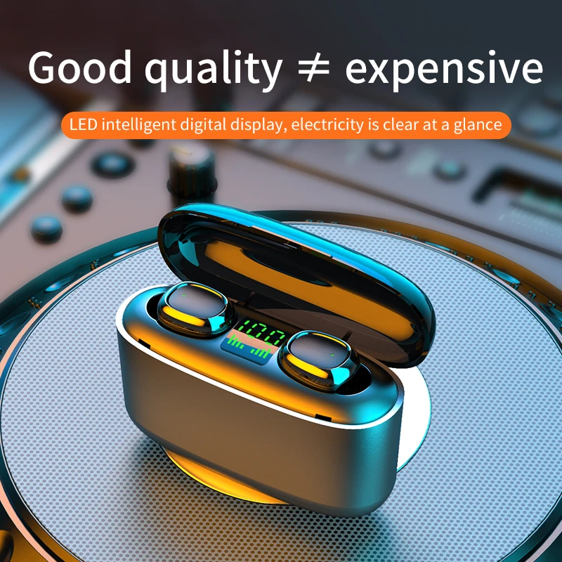 
3500mAh TWS G5S bt5.0 Wireless Touch Control Earphones LED Display TWS Sport Earbuds IPX7 Waterproof with Power Bank 