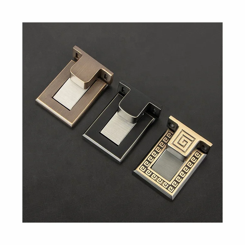 Factory supply high quality solid brass magnetic door stopper exquisite Chinese carved electroplated bronze suction