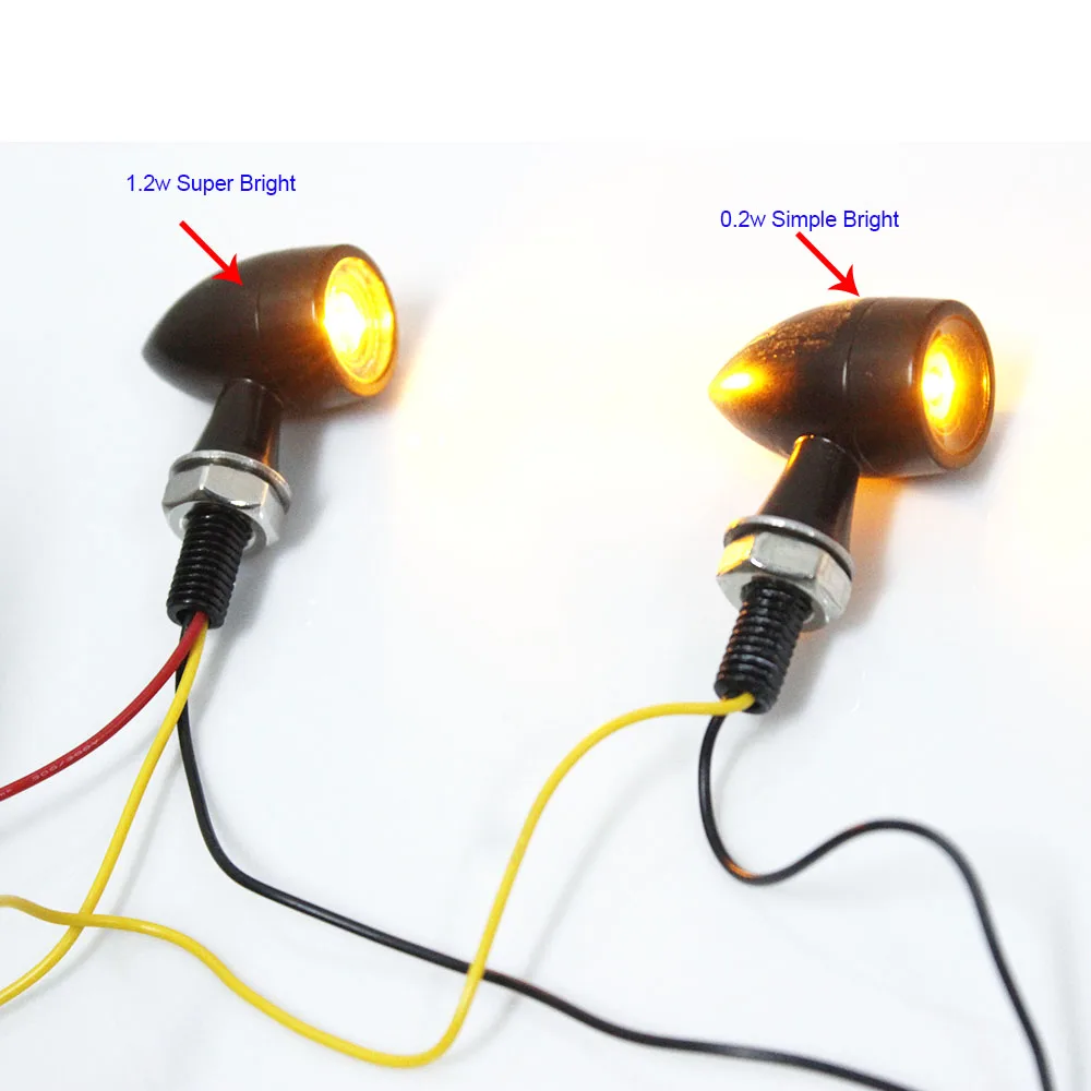 High Power Bright 3 Wires Halogen Black Mini Bullet Rear Mini Turn Signals LED Lamp Brake Mini Turn Signals LED for Motorcycle