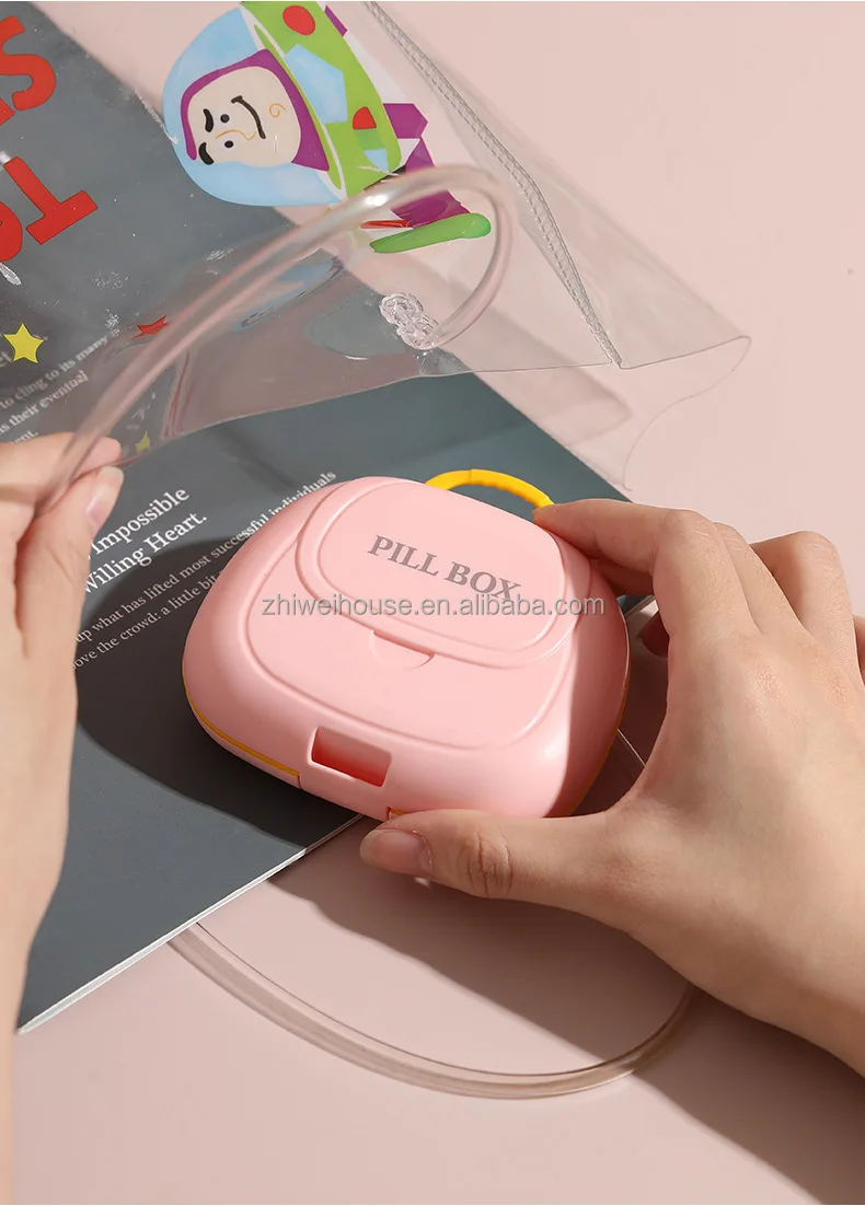 small cup mini plastic pill box storage case push button pill box am pm 6 compartment