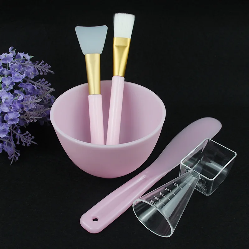 Plastic Golden Cosmetic tool facial mask bowl golden stick measuring spoon gold beauty facial mask tool set