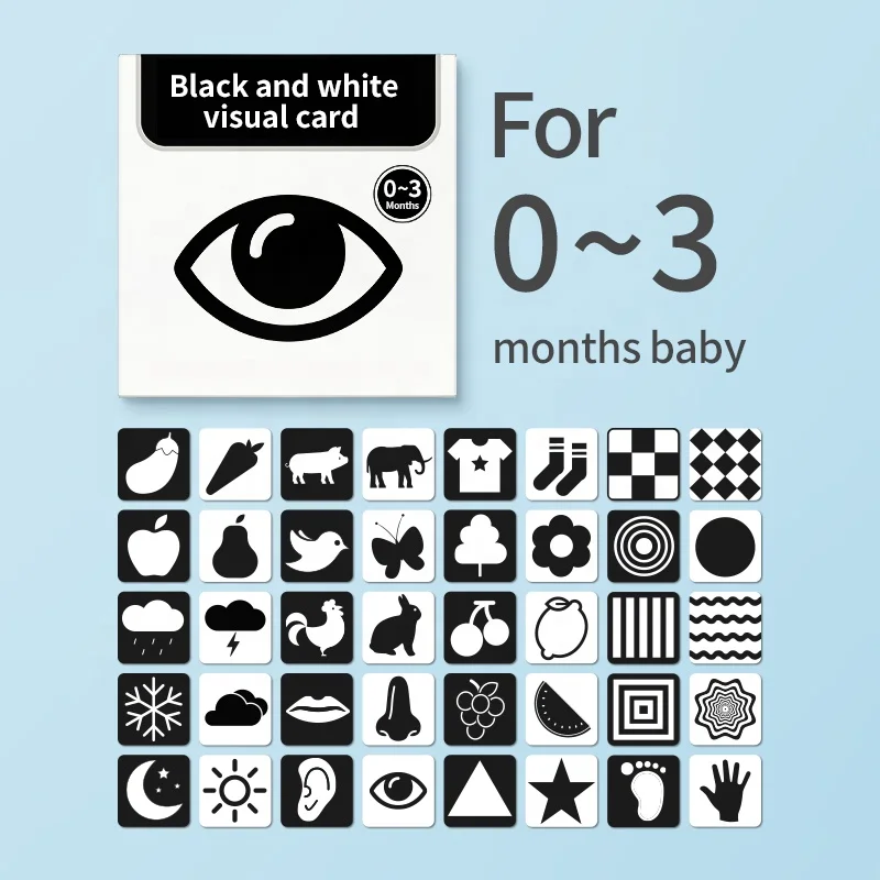 
2021 hot sale huixue baby black and white and colorful and physical visual stimulus training flash cards for kids eduactional 