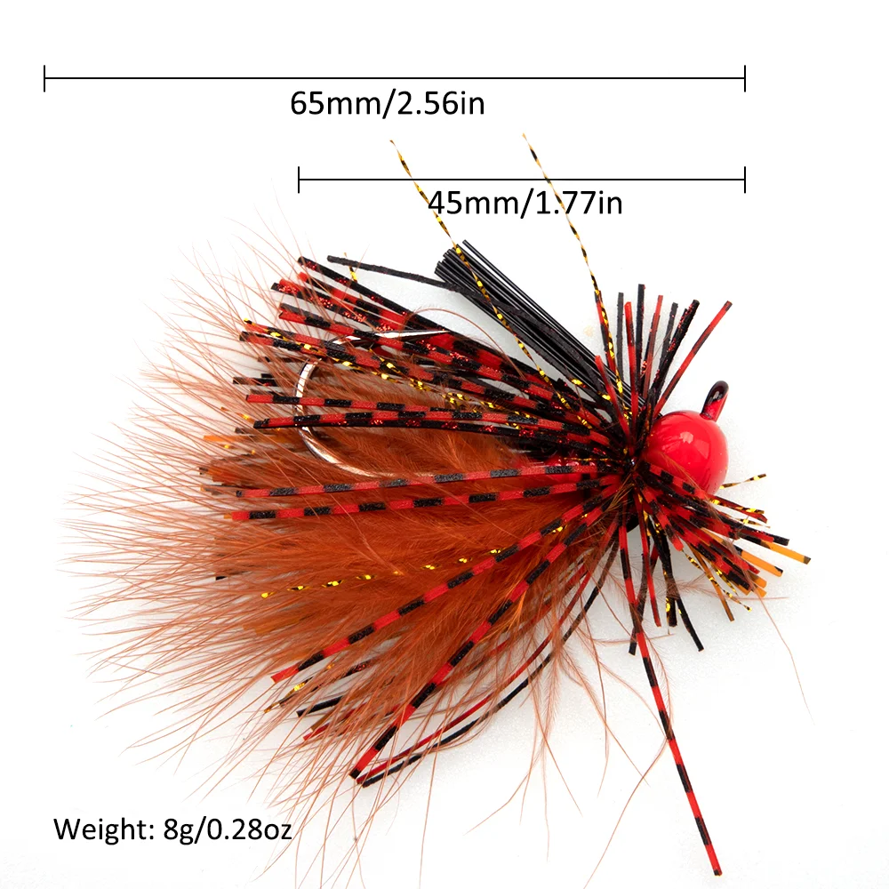 SUPERIORFISHING Tungsten Head Rubber Jig Hook Buzzbait Chatterbait Lure Cheater Swimbait Spinner Bait with Feather