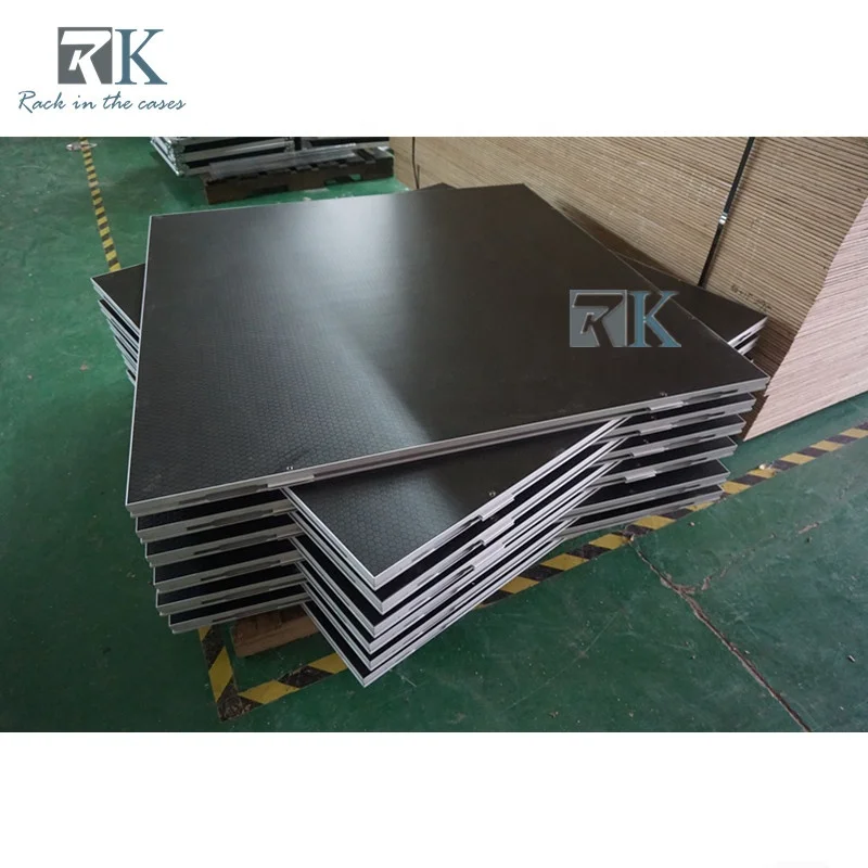 Moving modular stage platform with folding risers for exhibit booths