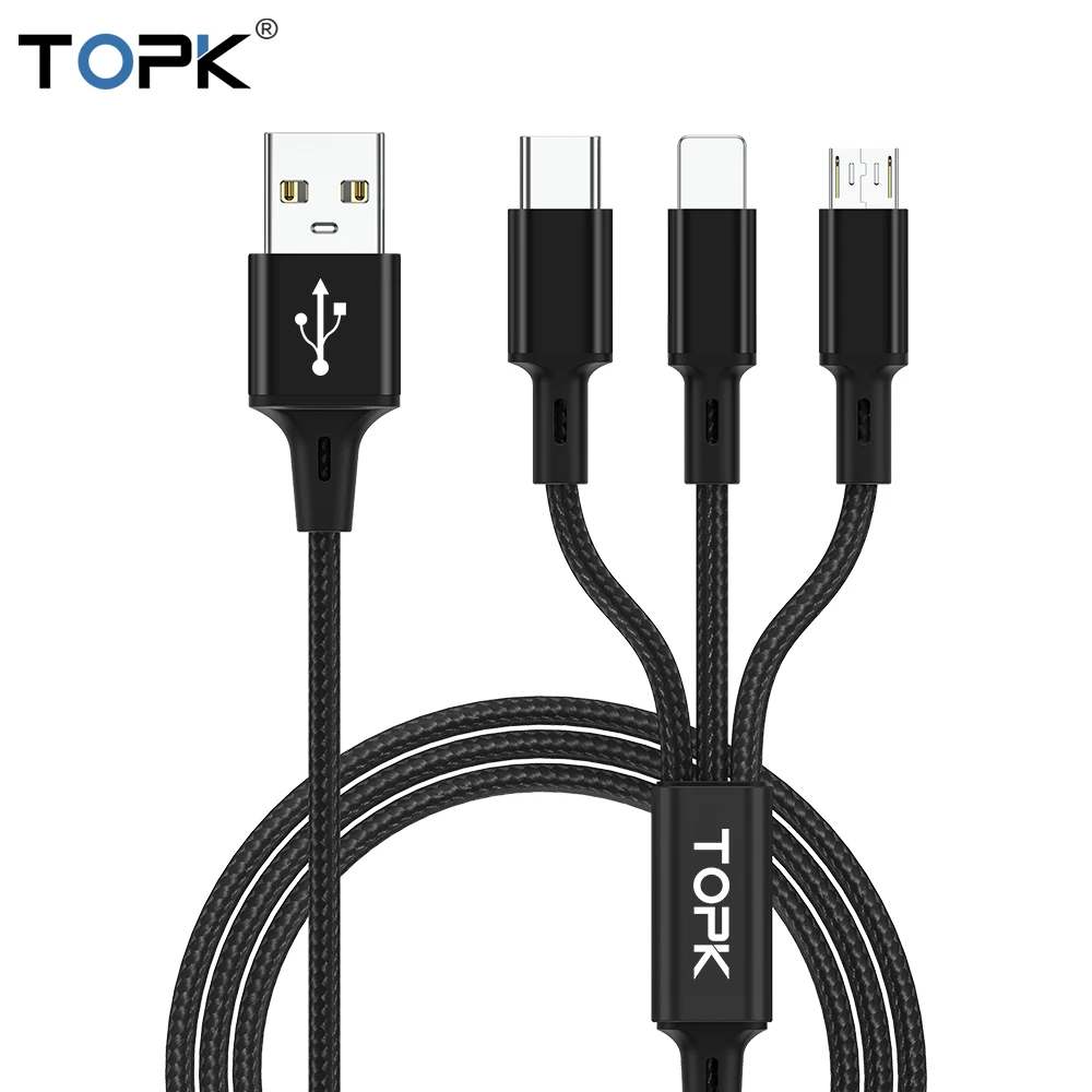 TOPK AN20 3in1 Charging Cable 3 In 1 Usb Charger Cable