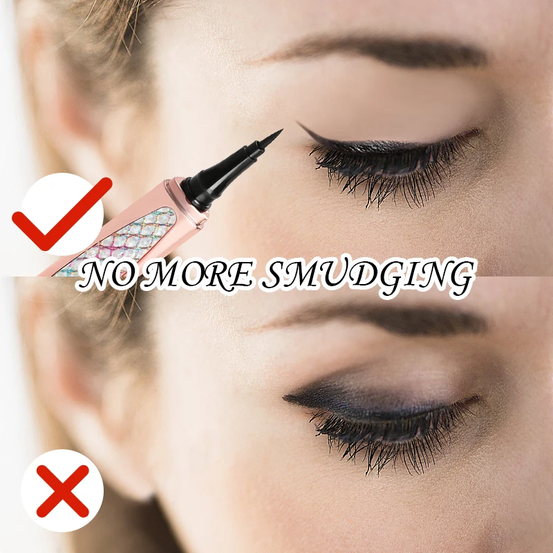 Qiaoanna Easy Remove Water Proof Cool Black Soft Smooth Wing Tip Liquid Liner For Eye Shape