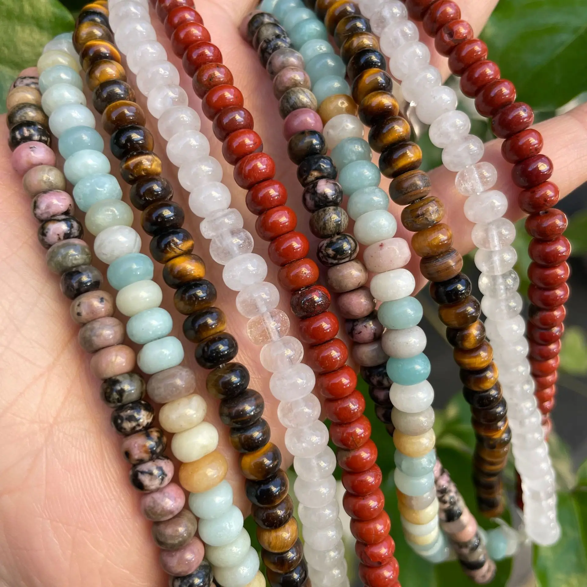 6*4mm Nature Stone Abacus Beads Red Stone Tiger Eey Rondelle Loose Beads Strand Diy Bracelet Necklace Jewelry Accessories