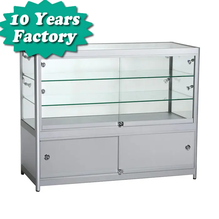 customized trade show lockable glass display cabinets for 3 years warranty