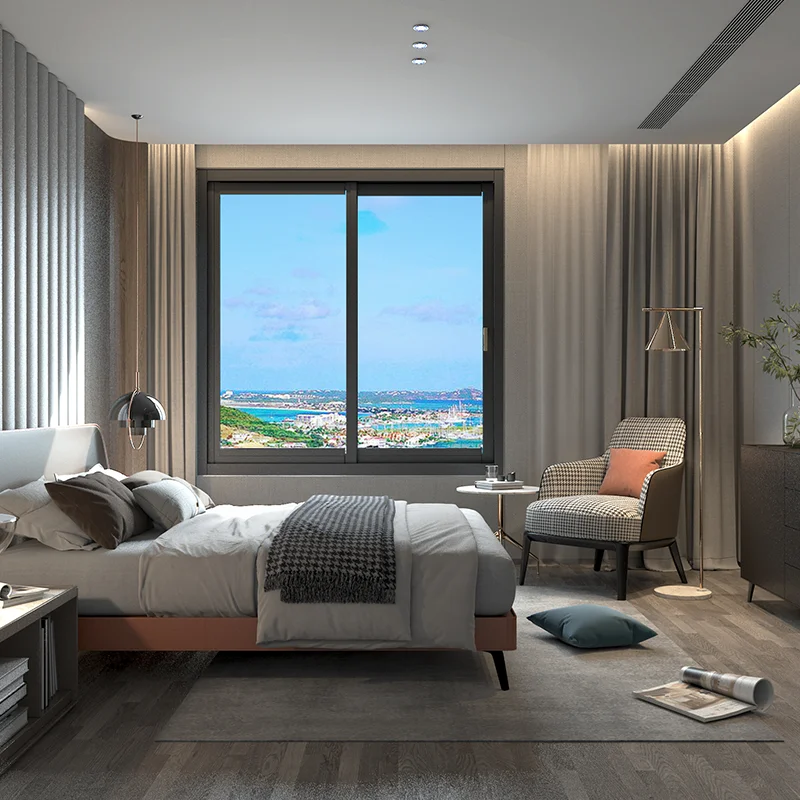 Australia standard Horizontal Sliding Matt Black Color Double glazed Sliding Window Cheap Price With Mosquito Screen