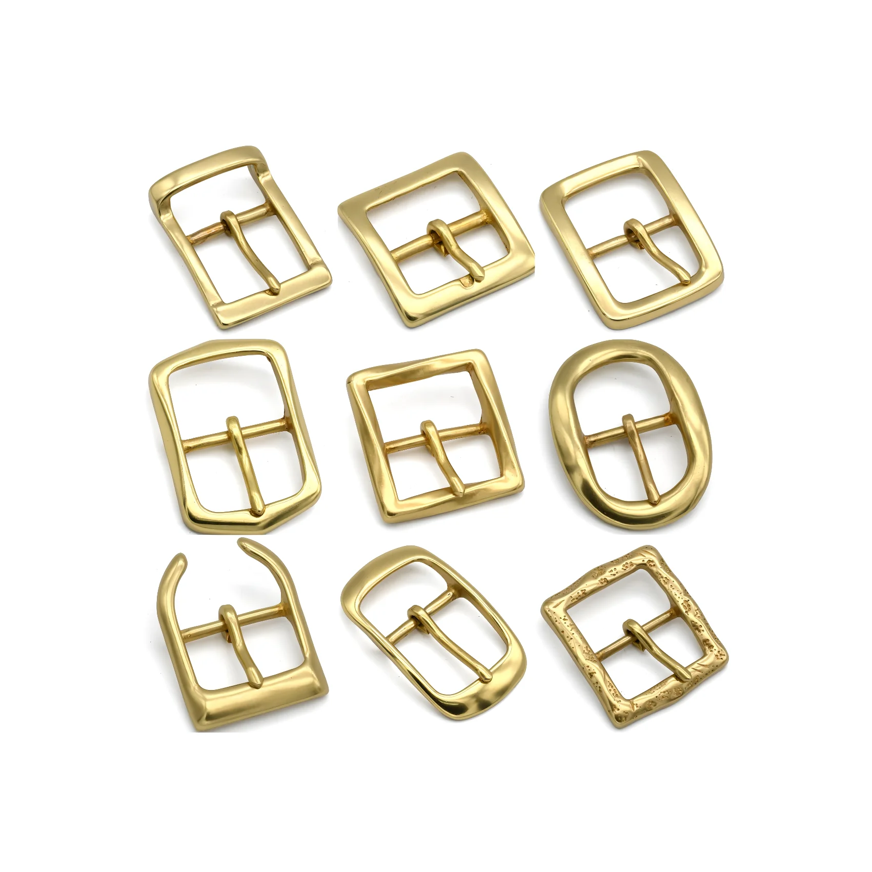 Cloxy 40mm Center Bar Brass Belt Buckle for Leather Belt Solid Brass Tr-glide Square Buckle for Halter Harness Brass Belt Buckle