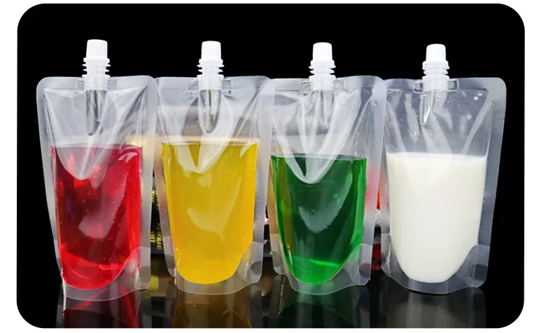 Funny DIY transparent plastic liquid beverage cold drink spout pouch packaging bag beverage pouch