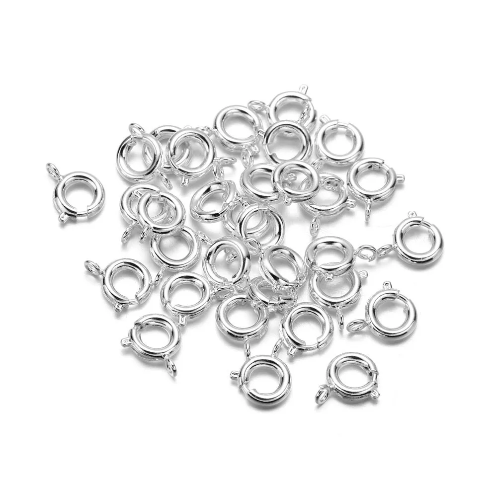  6mm 7mm Silvery Color Spring Ring Clasp For Bracelet Necklace Diy