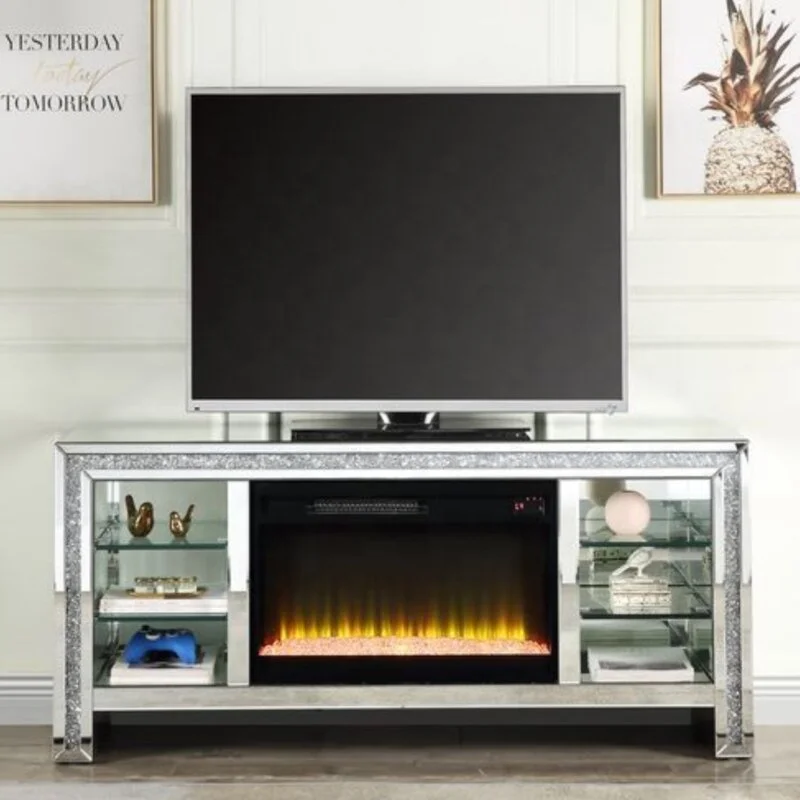 Simple modern living room home decor Noralie mirrored crystal diamond TV Stand furniture for TVs