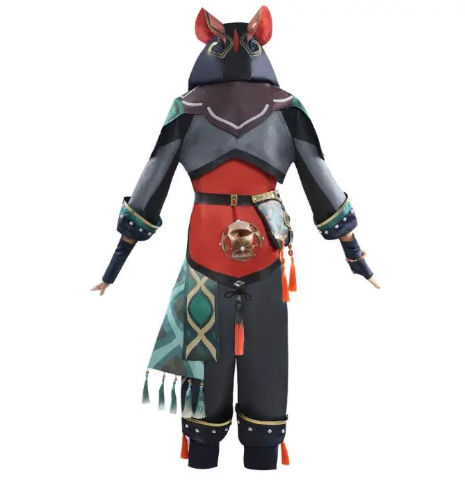 ecoparty Gaming Cosplay Costume Genshin Impact Ga Ming Full Set Cosplay Outfit Liyue Lion Boy Jiaming Jia Ming Wig Shoes Props