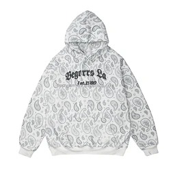 Finch Garment OEM wholesale full print hoodie men custom 3d puff logo printed paisley cotton hoodie