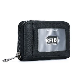 2021New hot sell  Business Card Holder for Women RFID genuine  leather Credit Card With Mirror window for men