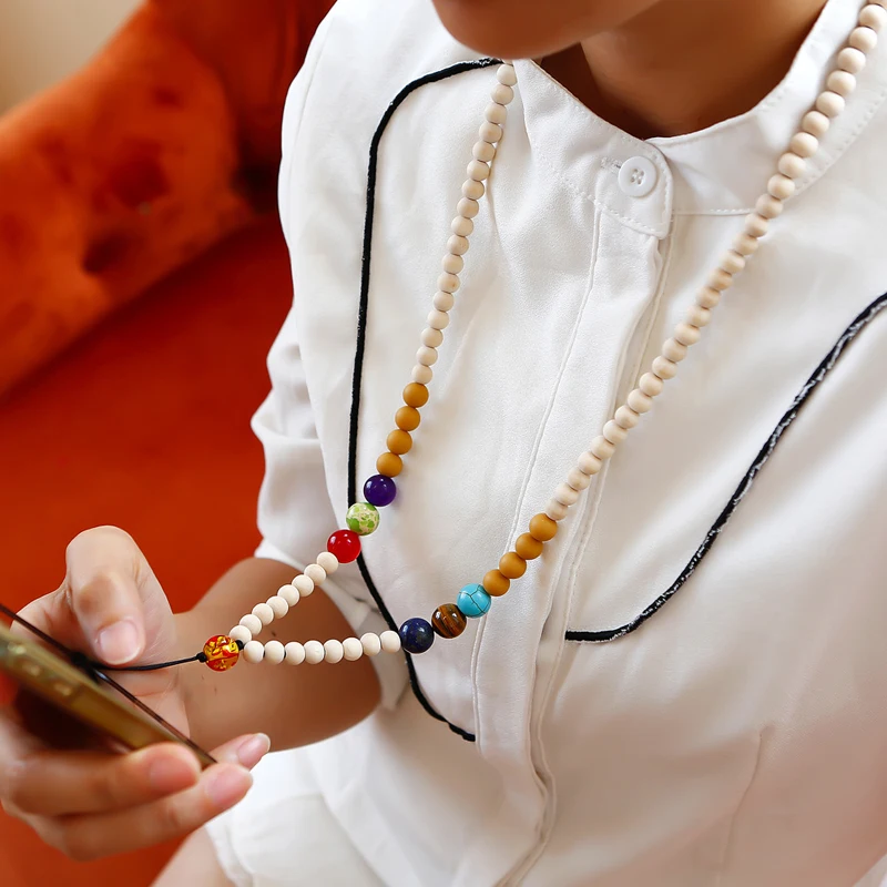 mobile phone chains wood beads accessories straps for mobile/necklace/bracelet Long Beaded Phone Lanyard