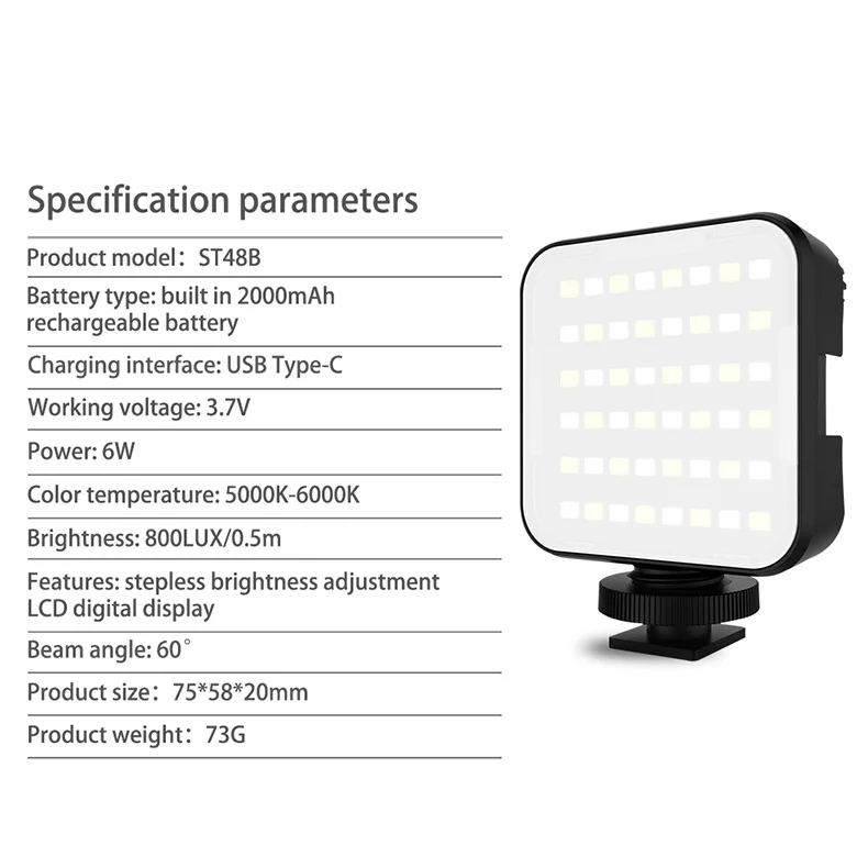 Wholesale Rechargeable LED Video Lights 5500K Mini Camera Light Studio Light For Photoshoot