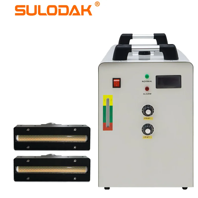 UV LED Curing Lamp 350W with Chiller Water Cooling System UV Lamp Size 140*15mm For Printer Machine Screen/Flexo/Flat/Label