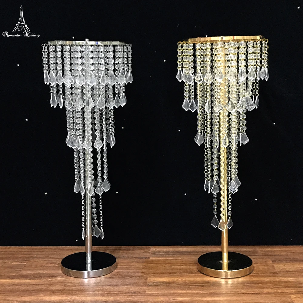 Factory Wholesale Tall Gold Acrylic Crystal Chandelier Wedding Centerpieces