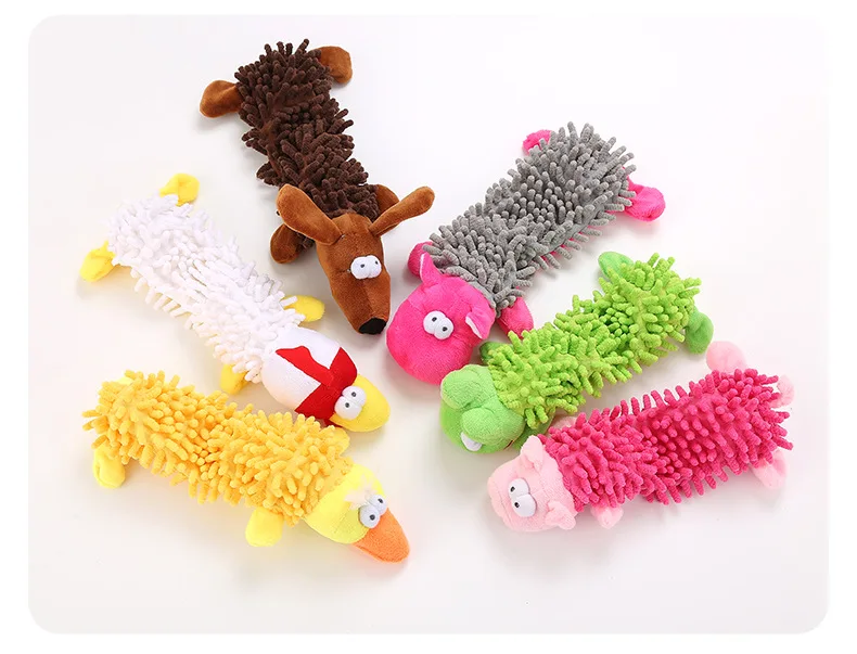Durable Pet Dog Plush Toy Animal Shape with Squeaky for Small Dogs Chihuahua Yorkshire Bichon Puppy Chew Cleaning Teeth Toys