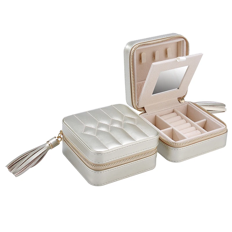 Custom Logo Girls PU Leather Small Jewellery Organizer Portable Joyero Jewel Case Gift Boxes Travel Earring Jewelry Box