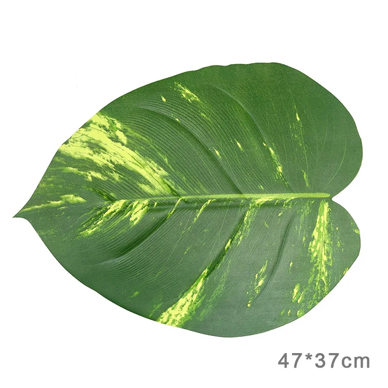 Tabletex waterproof home party decoration mat green EVA leaf placemat banana leaf mat