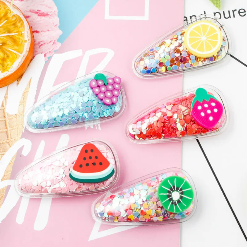 Красочные прохладные зыбучие пески Блестящий кусок прозрачный девушка фрукты заколка для волос ребенок Морская звезда клип головной убор