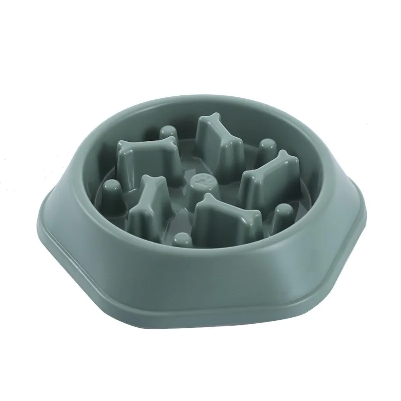 Factory Supply Bone Design Plastic PP Round Pet Cat Feeding Food Bowl Dog Slow Feeder