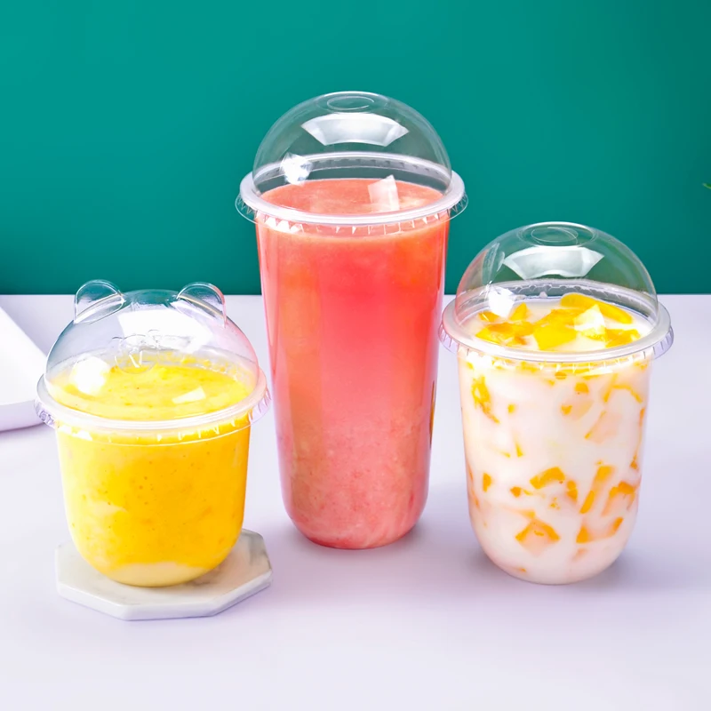 Disposable plastic cup 95 caliber U-shaped transparent PP plastic cup Bubble tea boba cup with lid