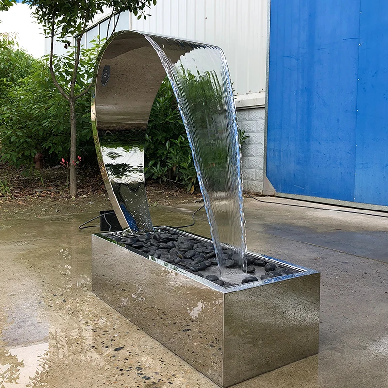 Stainless steel portable swimming pool cascade waterfall fountain with water channel
