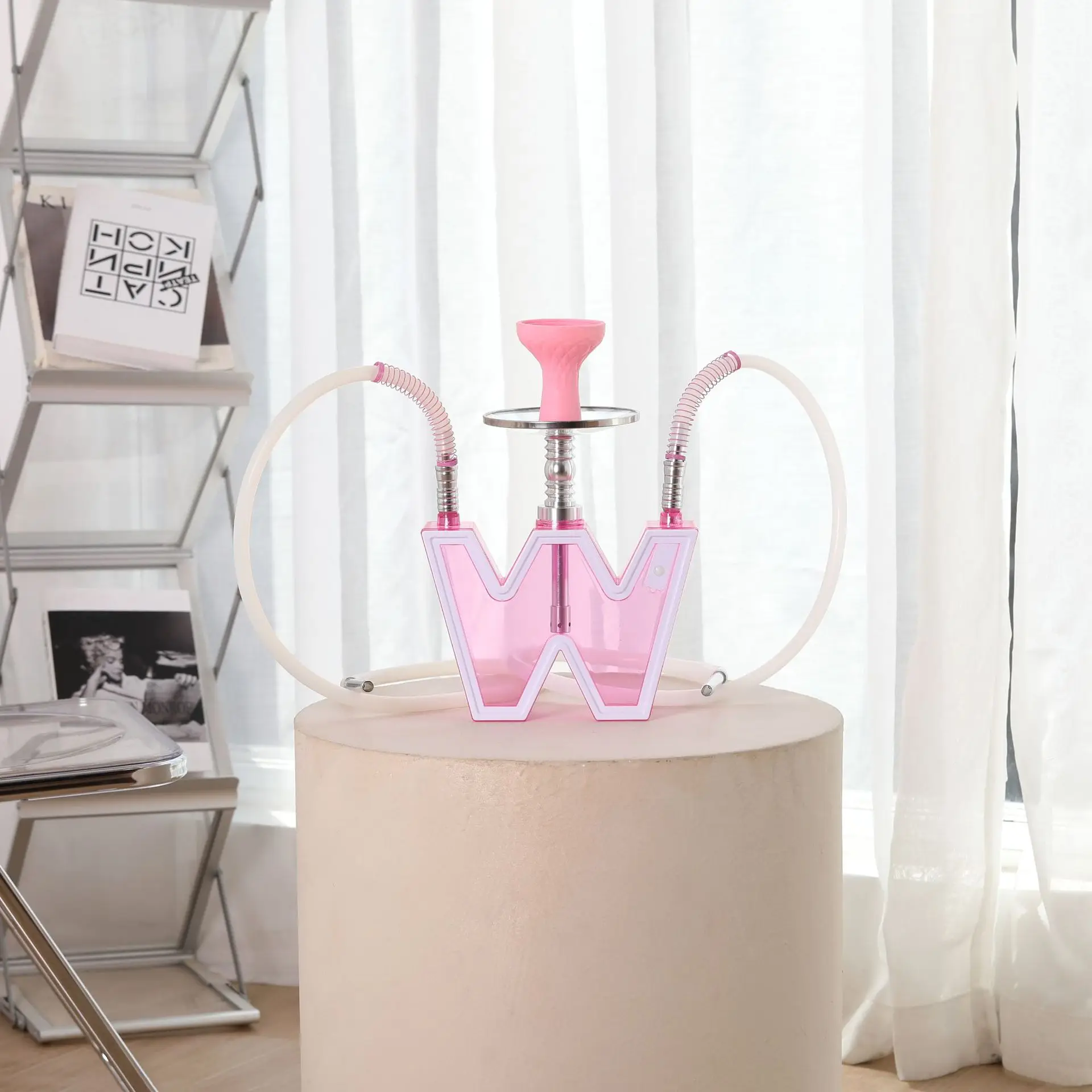 New Design Smoking Hookah Nargile Smoking Customized Wholesale Chicha Hukka Portable Flash w Shisha with LED Light