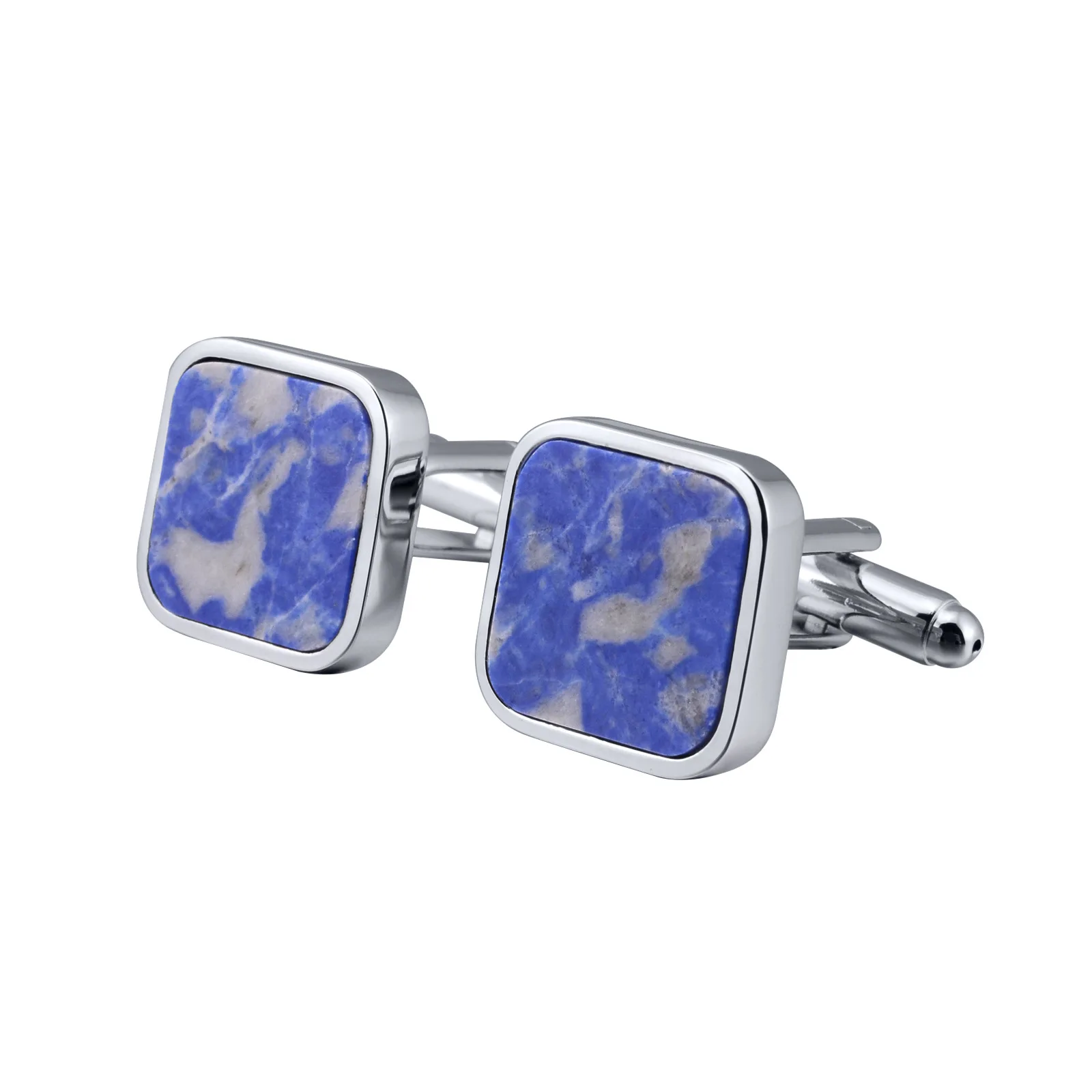 Natural lapis lazuli stone cufflinks tie clips set