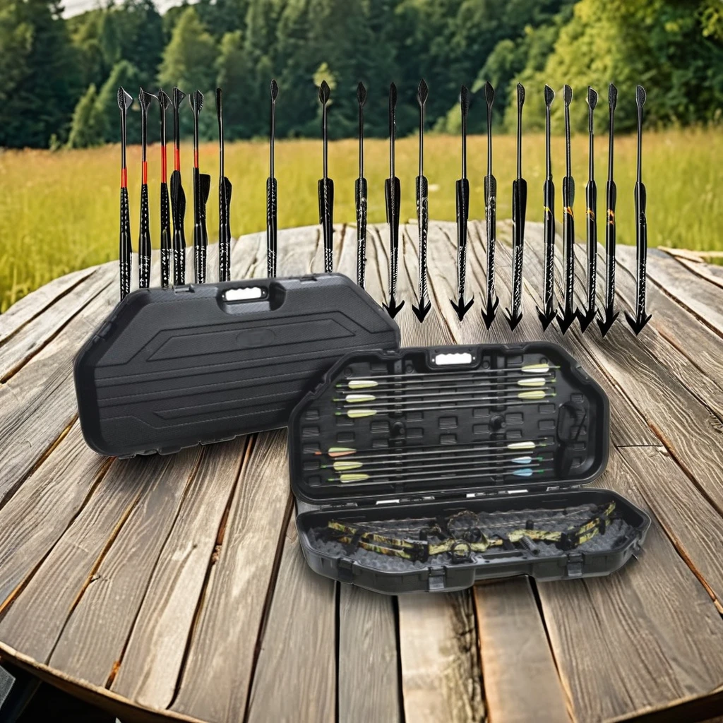 Hunting Archery Compound Bow with Plastic Feather Hard Bow and Arrow Case for Shooting