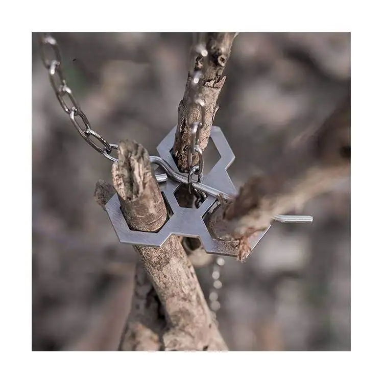 Mydays Outdoor Hexagon Portable 304 Stainless Steel Tripod Hanging Rack Campfire Grill Pot Hanger Campfire Tripod Board