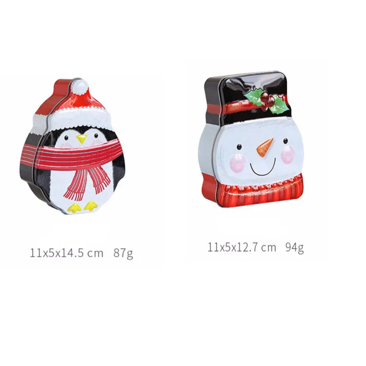 Lovely Festival Gift Box Cookie Candy Biscuits Storage Snowman Shaped Can Christmas Food Tins
