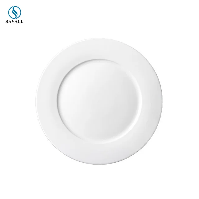 Savall HoReCa 9 inch pure white flat plate ss lifestyle simple ceramic western steak plate for restaurants