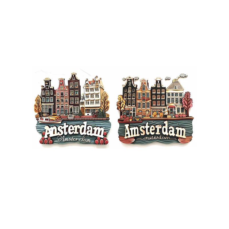 New Style Customized Logo Travel Gift Wooden Fridge Magnet Netherlands Amsterdam Souvenirs Magnet