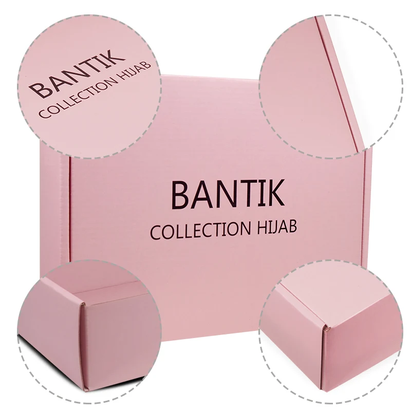 Pink free sample custom logo double side printed corrugated paper shipping box gift box for cosmetics packaging