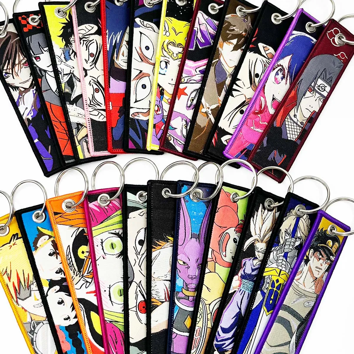 Promotion Cheap Custom Souvenir Strap Key Ring Woven Key Tag Cartoon Anime Letters Fabric Embroidered Keychain