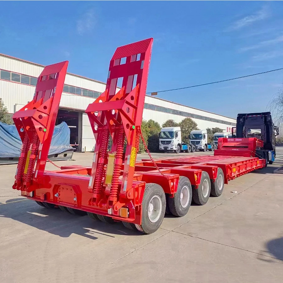 3 4 Axle 50-160 Ton Gooseneck Semi Truck Trailer Lowbed Semi Trailer Lowboy Trailer For Sale