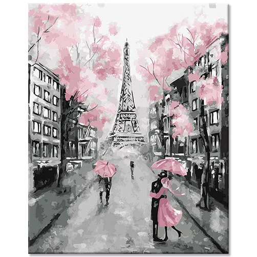 France Paris eiffel tower decorations for home luxury wall arts hand painted oil art building painting by numbers