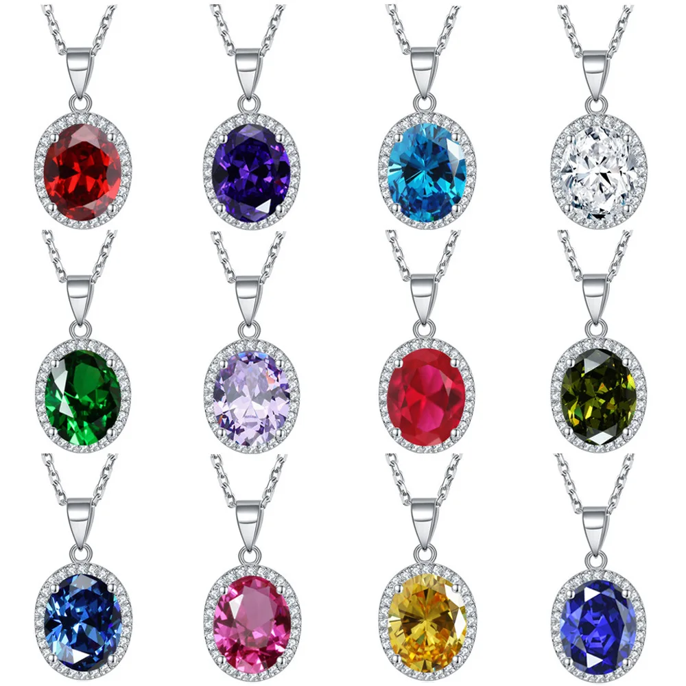Custom Wholesale 925 Sterling Silver Zircon Gemstone Necklace Plata de ley 925 al por mayor personalizada