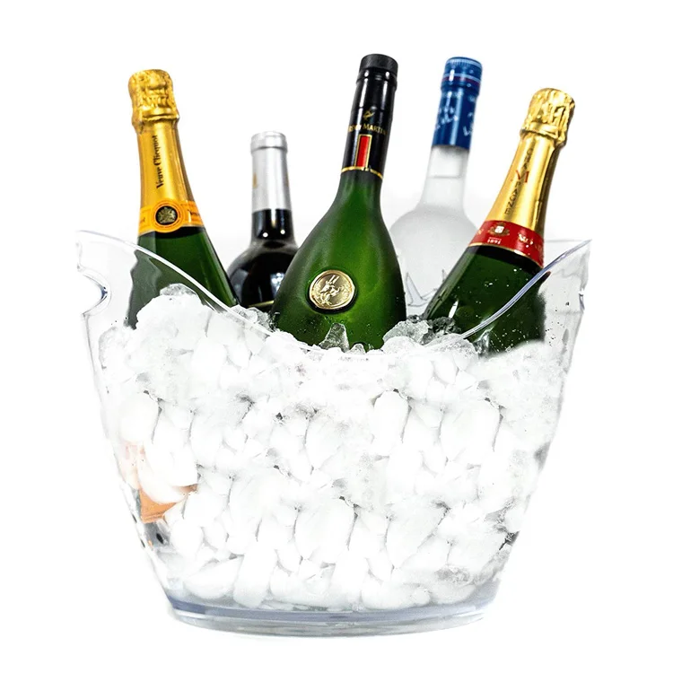 Acrylic Ice Bucket Clear Plastic 7 Litre Drink Tub for Drinks and Parties Holds 5 Full Size Bottles and Ice
