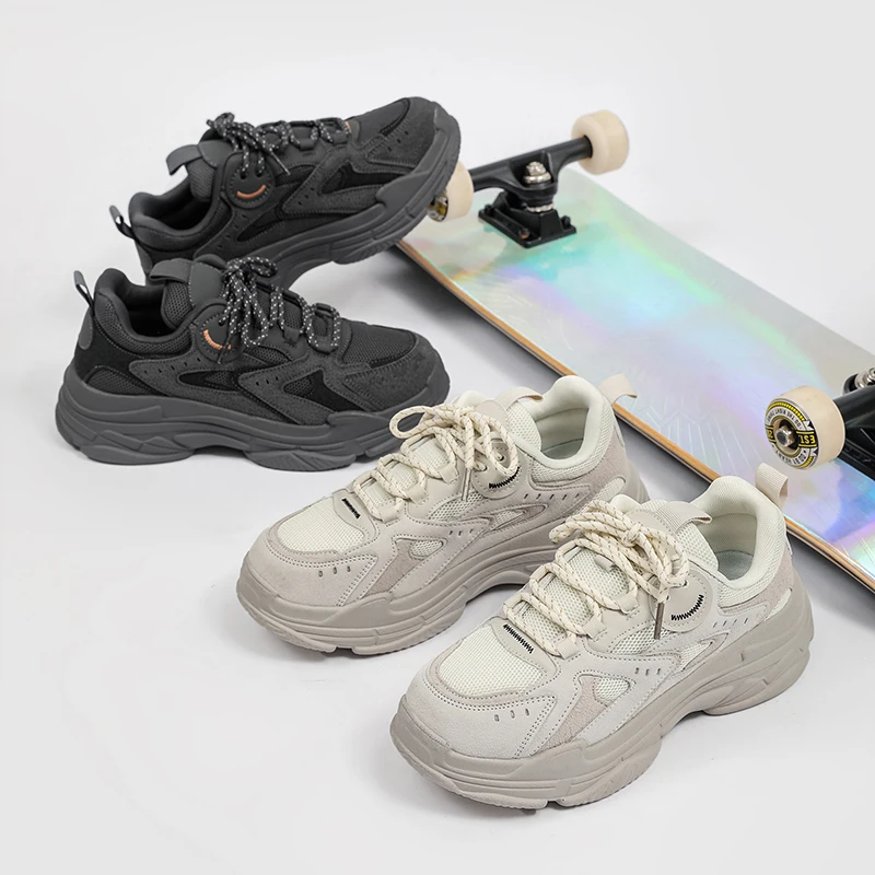 New Designs Black Dad Sneaker Summer Breathable Light-weight Sports Casual Shoes Platform Anti-slip Mesh Running Shoes Men