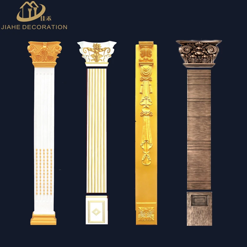 
customized paint gold bronze colour deluxe high quality polyurethane/PU foam flat plane roman columns 