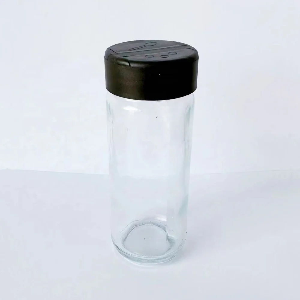 100 g spice bottle glass jar seasoning container with double flap cover