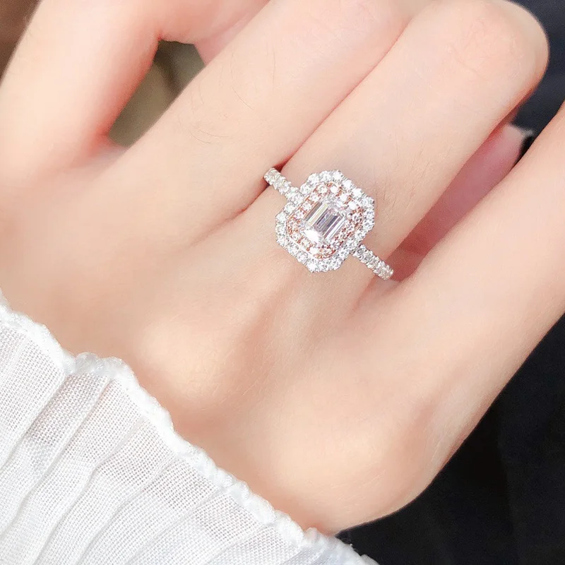 Свет ювелирных изделий класса люкс High-end GIA розовым алмазом VS 0 32 карат цельное серебро 18K бриллиантовое кольцо для женщин