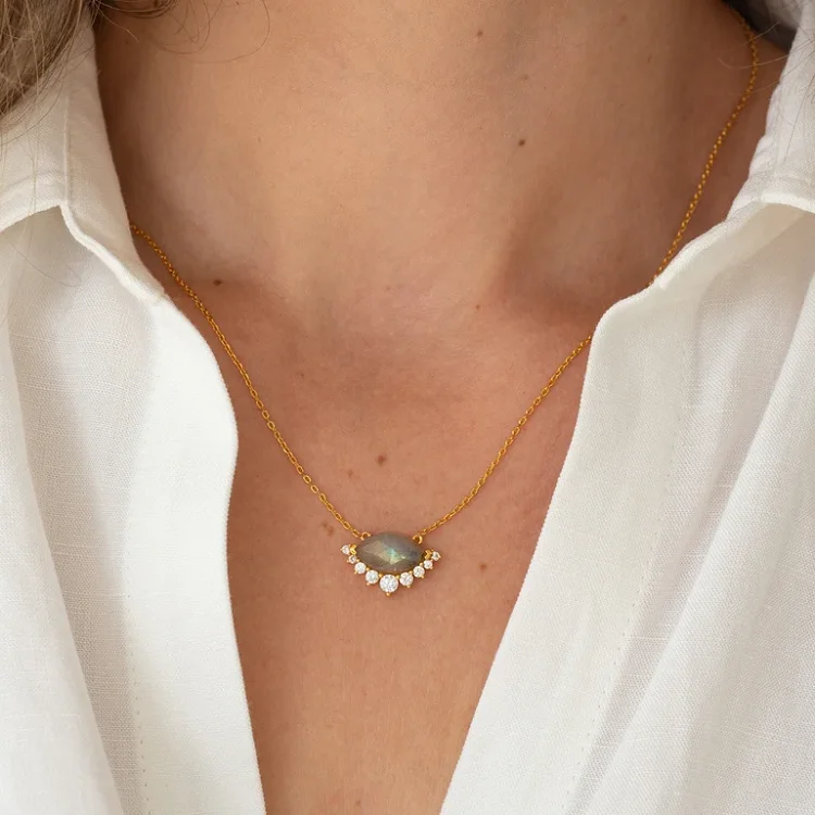 Womens gemstone 925 sterling silver moonstone necklaces for women new arrival 2023